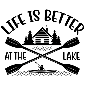 Better At The Lake – Paddles + Cabin Illustration (9×7.5)